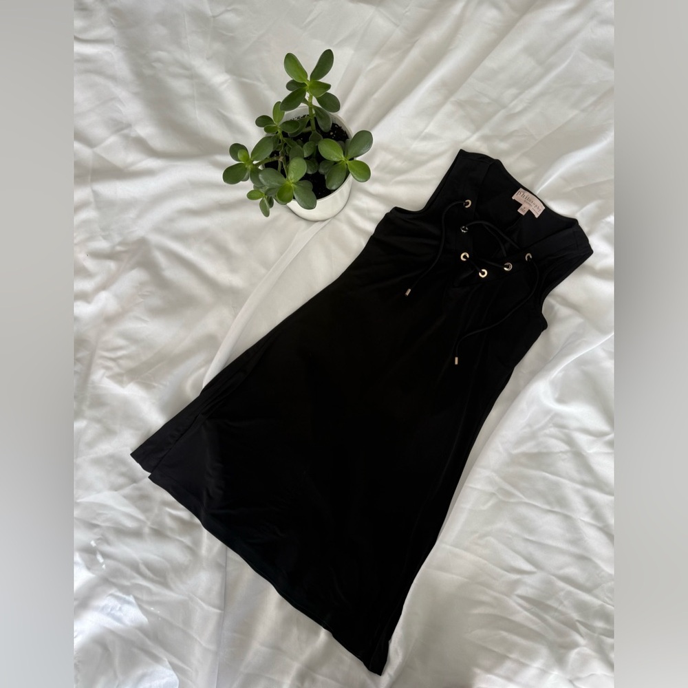 Philosophy Black Lace-Up Mini Dress, size Small